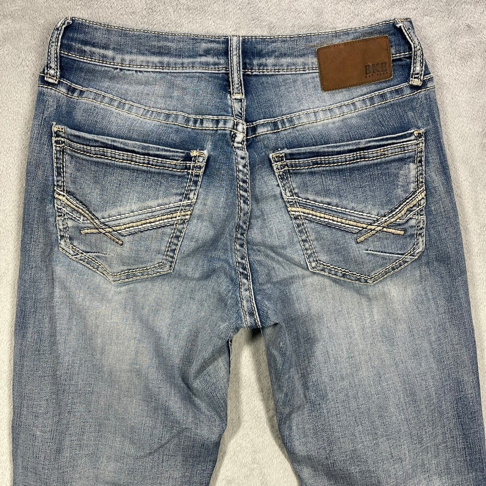 BKE Jake Jeans Mens 29(28)x32(30) Blue Straight Leg Whiskered Denim - Picture 8 of 8